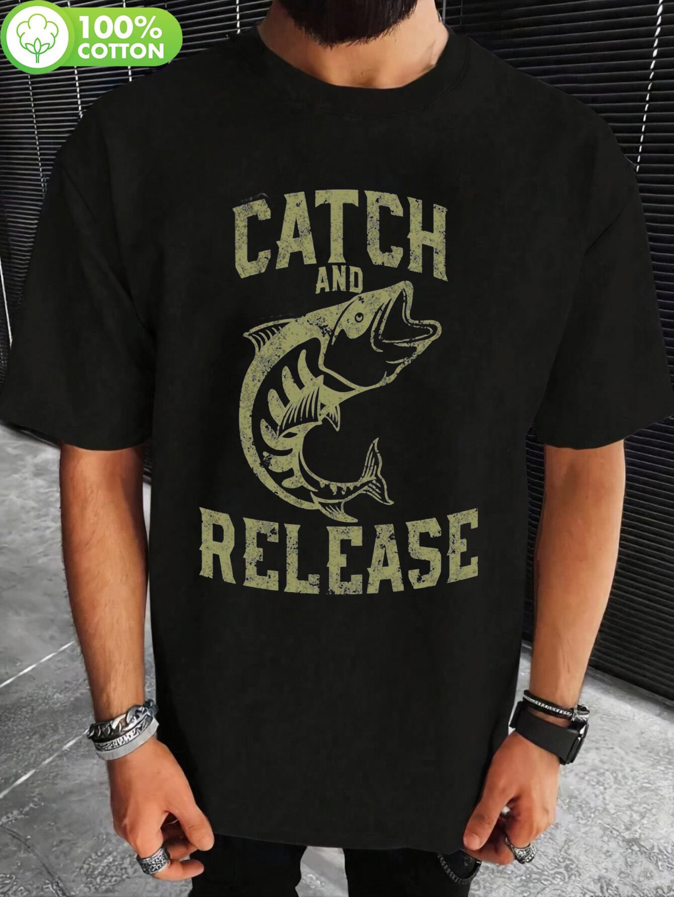 Catch and Release Moisture-Wicking Slim-Fit T-shirt - Distressed Fish Graphic M