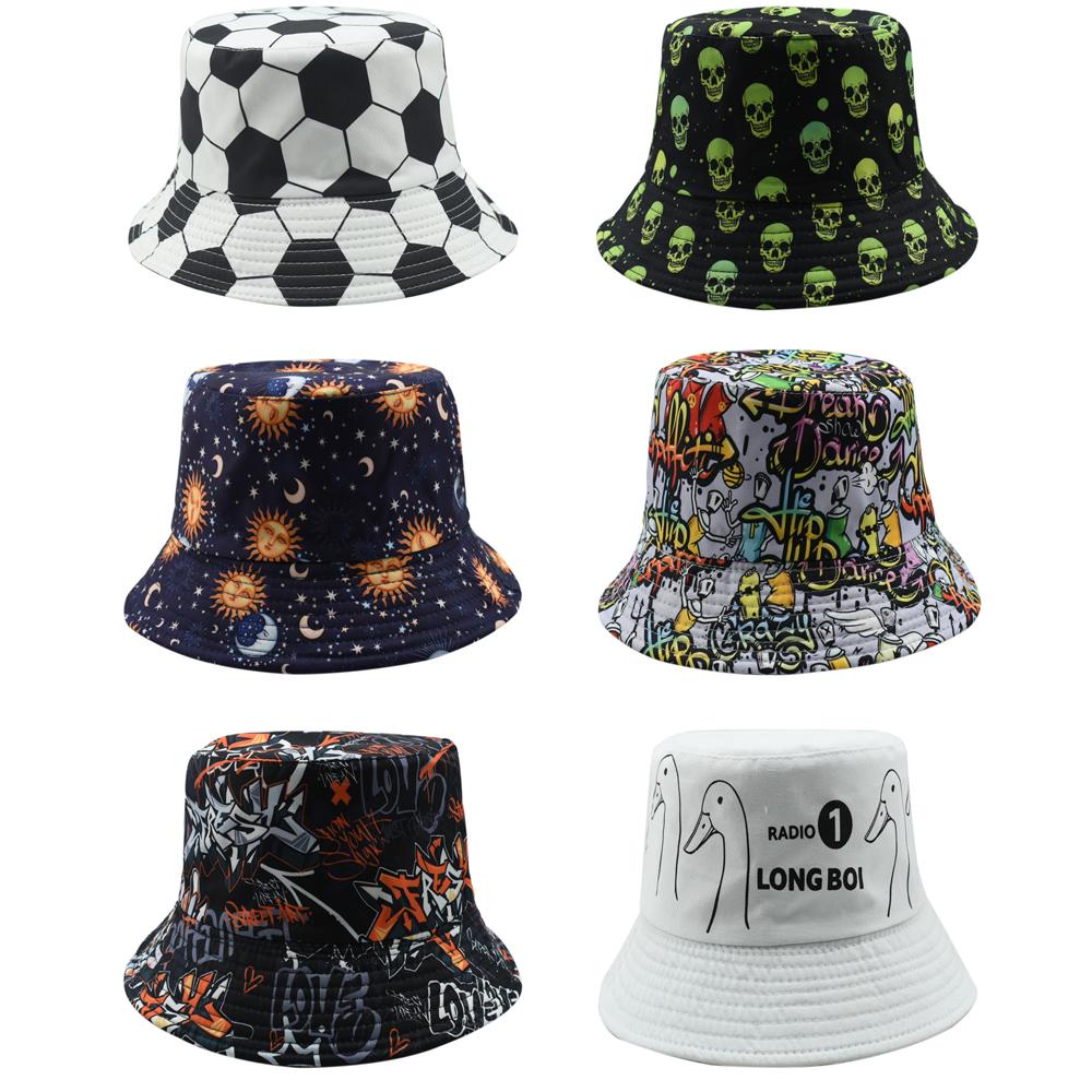Print Summer Sunscreen Bucket Hat for Men Fashion Fishing Fisherman Hat Women Beach Panama Cap