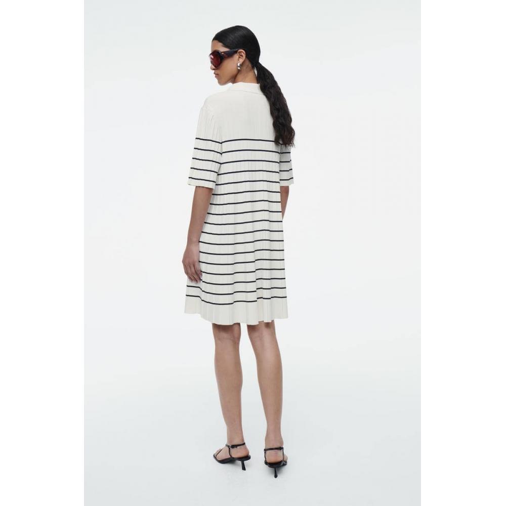 Cos Japan Striped Knit Mini Polo Dress