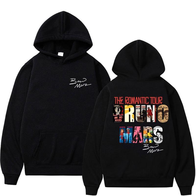 Bruno Mars The Romantic Tour Album Cover Sweatshirts Men's Clothes Fashion Oversized Hoodie Casual Fleece Bodywarmer Hooded