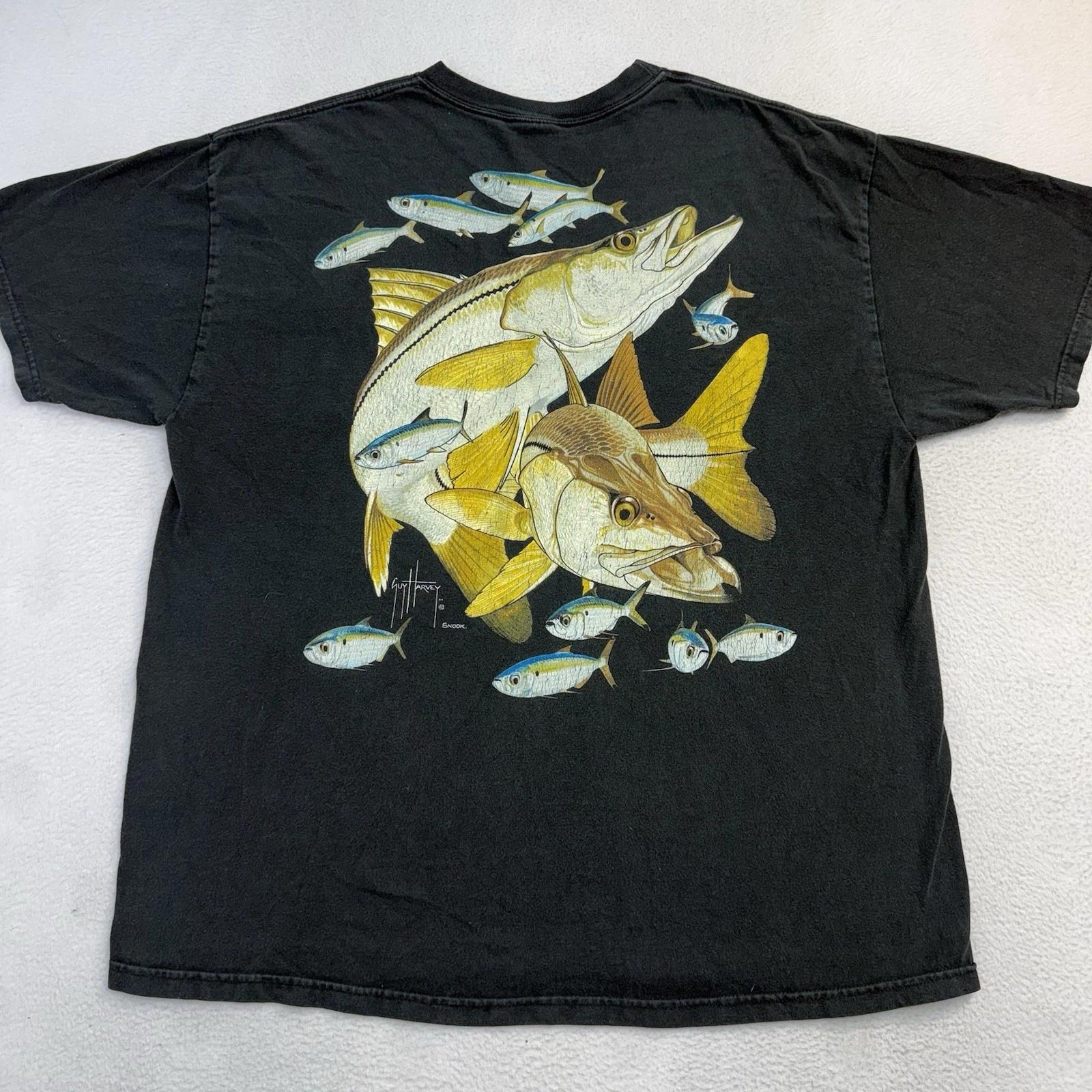 

Guy Harvey Vintage Snook Pocket T-Shirt Black Fade Distressed XL S