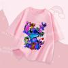 Stitch Kids T Shirt Cute Cartoon Print Short-Sleeved Fashion Casual Round Neck T-Shirt for Boys and Girls Daily Tops