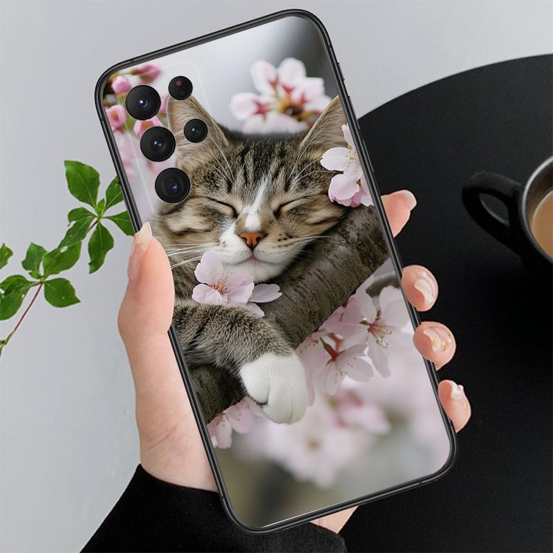 Phone Case For Samsung A17 A55 A16 A56 A35 A15 A53 A54 A33 A34 A25 A05S A52 A52S A07 A26 A06 Flower Cats
