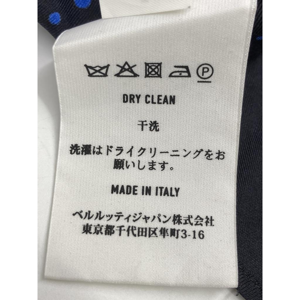 berluti Black x Blue Silk 100% Dot Pattern Shirt tops 38 Black / blueUsed