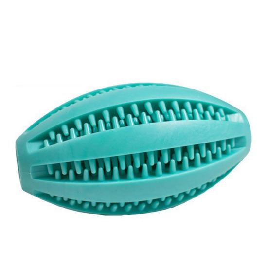 Pet Chew Toy Food Leakage Puzzle Slow Feeder Rugby Shape Natural Rubber Bite-Resistant Clean Teeth Massage Gums Dog Toy