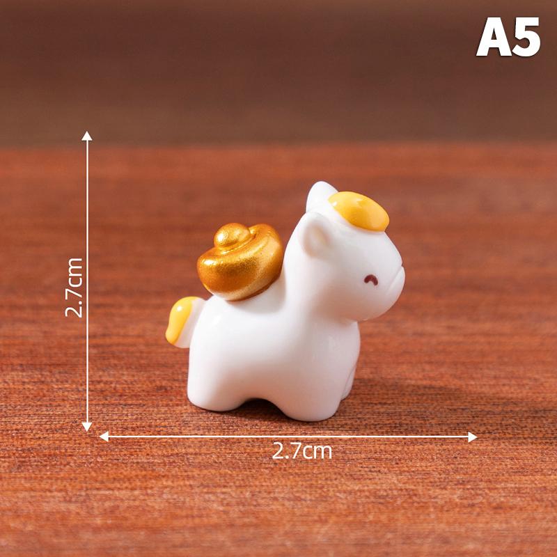 2026 New Year Zodiac Mascot Figurines Miniature Cartoon Lucky Horse Micro Landscape Ornaments Home Desk Decorations Gift