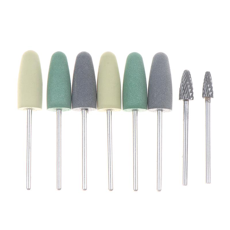 Dental Resin Base Acrylic Polishing Kit Drill Polisher Rotary Tools 6Pcs Silison Rubber Polish+2Pcs Tungsten Carbide Polish