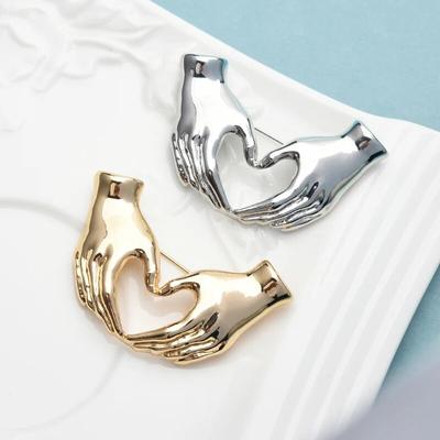 Wuli & baby Hand Pose Herz Broschen Für Frauen Unisex 2-farbe Liebe Büro Kausalen Brosche Pins Geschenke