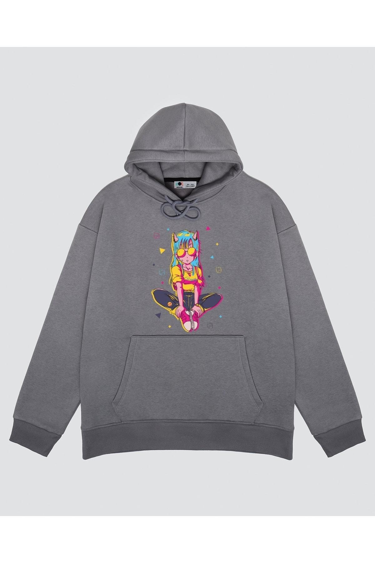 

Unisex Gri Kapşonlu Sweatshirt Oni Bulma