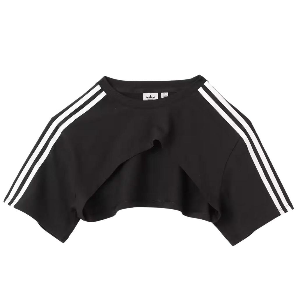 adidas Originals Damen Cutout Cali T-Shirt Zweiteilig Kurzarm Oberteil Schwarz Weiß Damen JD0042
