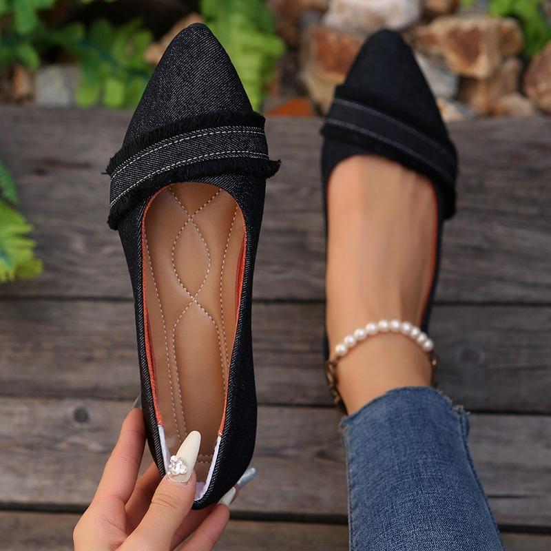 New Women's Single Shoes, One-pedal Flat-bottomed Pointed Head Shallow Mouth Single Shoes, Fashionable and Comfortable Single Shoes Women