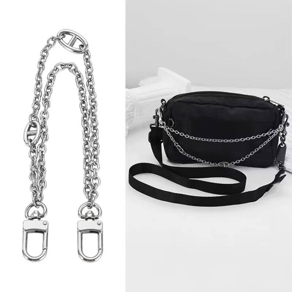 Double Layers Bag Chain Metal Bag Strap with Buckles Retro Purse Chain Charms for Shoulder Crossbody Bag Decoration