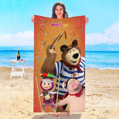 Cute Cartoon Masha and The Bear Beach Towel Shower Towels Bathroom Swimming Pool Sauna Baby Spa For Home Playa Travel Bath Gym