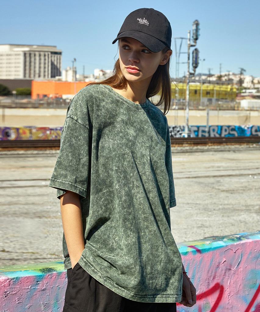 Peullukeu Snow Washed Short Sleeve T-Shirt Khaki Fst725