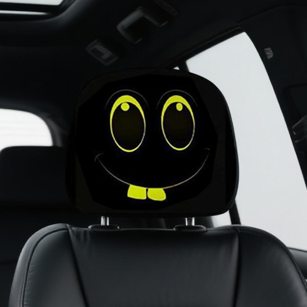 2pcs Car Headrest Cover Funny Expression Design Breathable Cartoon Interior Seat Headrest Cover SUV Auto For Vehicles Halloween