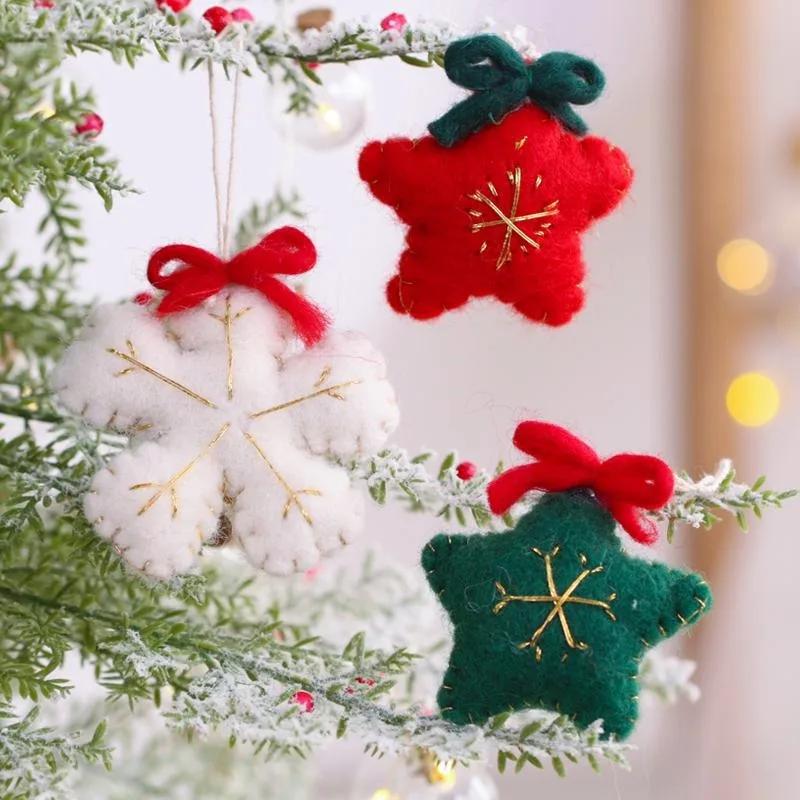 Christmas Tree Decoration 2025 Felt Christmas Tree Pendant Xmas Stockings Santa Claus Snowflakes For Home Natal Decor