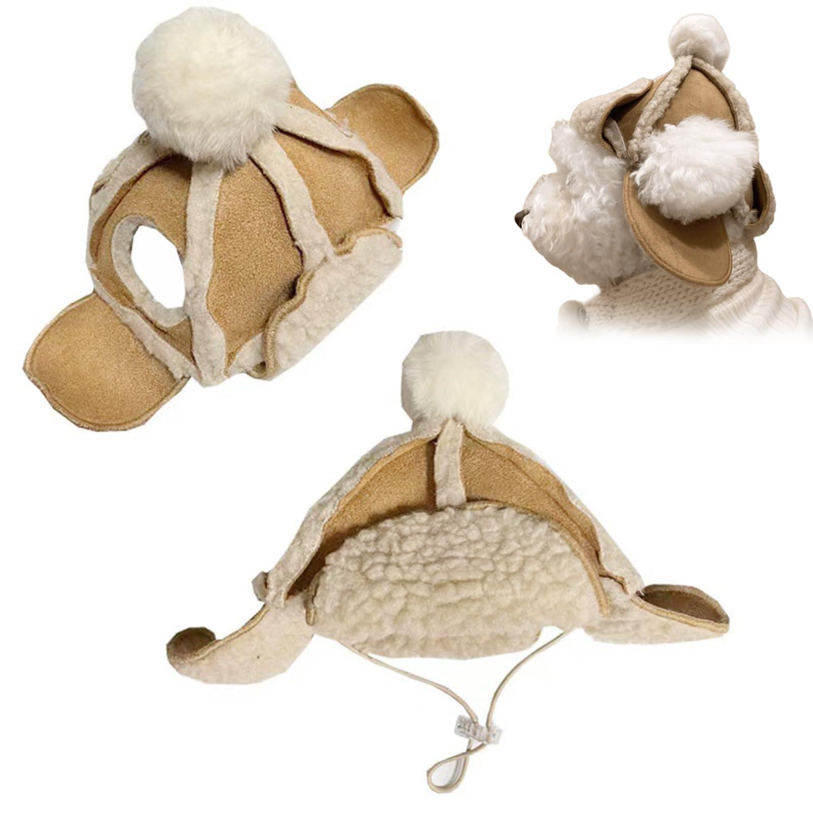 

Winter Dog Hat,Warm Cute Adjustable Fleece Pet Caps With Pompon,Neck Ear Warmer Puppy Cap For And Dog Party Decoration M