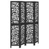 4 Piece Black Solid Wood Folding Screen Paulownia
