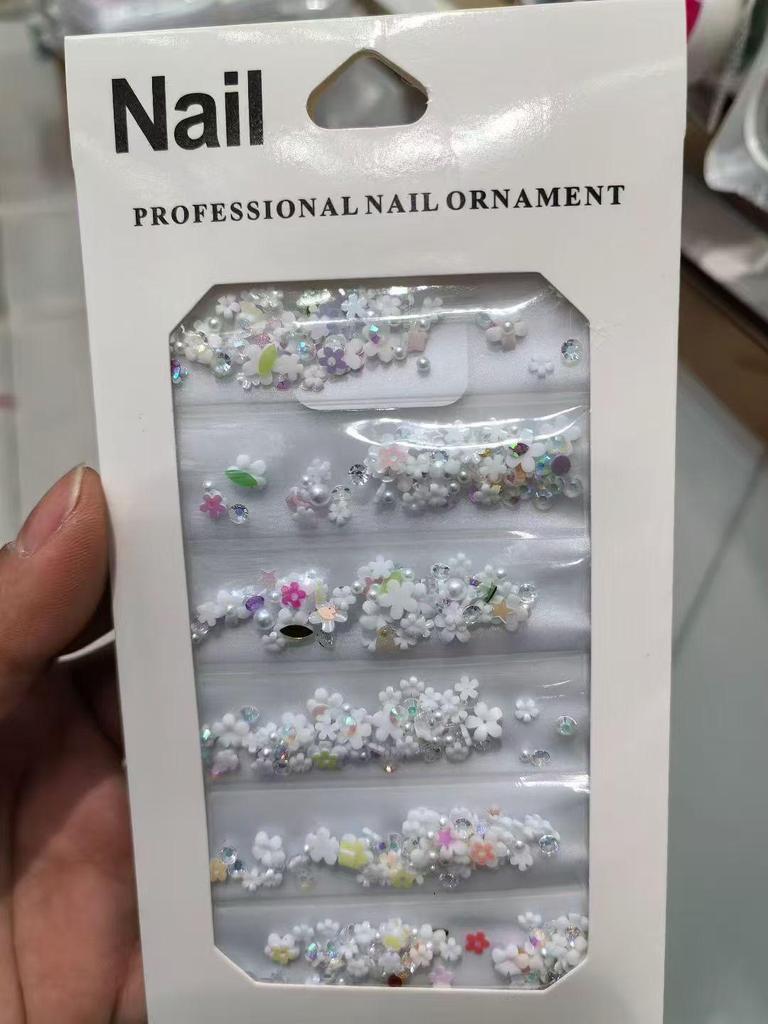 Pearl & Rhinestone Nail Art Decorations: Small Diamonds, Steel Beads, Flowers, Butterflies, Hearts - Mixed Accessories