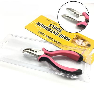 1 Stück Gebogene Haarzange Roter oder Pinker und Schwarzer Griff Gebogene Zange mit drei Löchern Professionelles Werkzeug Haarverlängerungszange