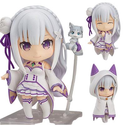 Re:Zero Emilia 751 Wersja Q Nendoroid Ruchoma Figurka Anime Z Wymiennymi Twarzami Zabawki Urocza Lalka Kolekcjonerska Dekoracja Biurka Prezenty