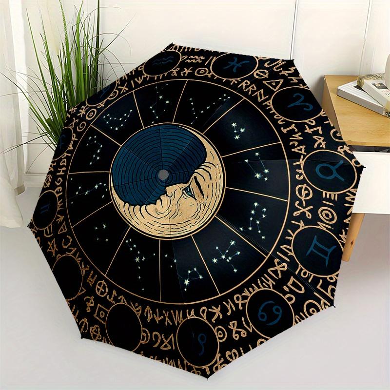 

Celestial Moon Phase Astrology Chart Wall ArtUmbrella, Portable 3-Fold Compact Umbrella for Men & Women Gift
