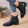 2024 Plus Size Shoes for Women Side Zip Ankle Women's Boots Concise Daily Boots Women Pointed Toe Square Heel Trend Ladies Shoes