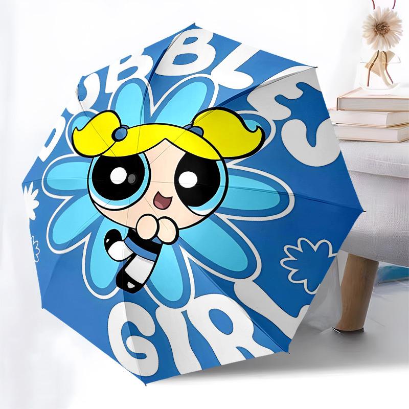 Bubbles, Powerpuff Girls Automatic Opening and Closing, 8 rib Structure Portable Umbrella, Suitable for Men and Women in All Seasons Perfec
