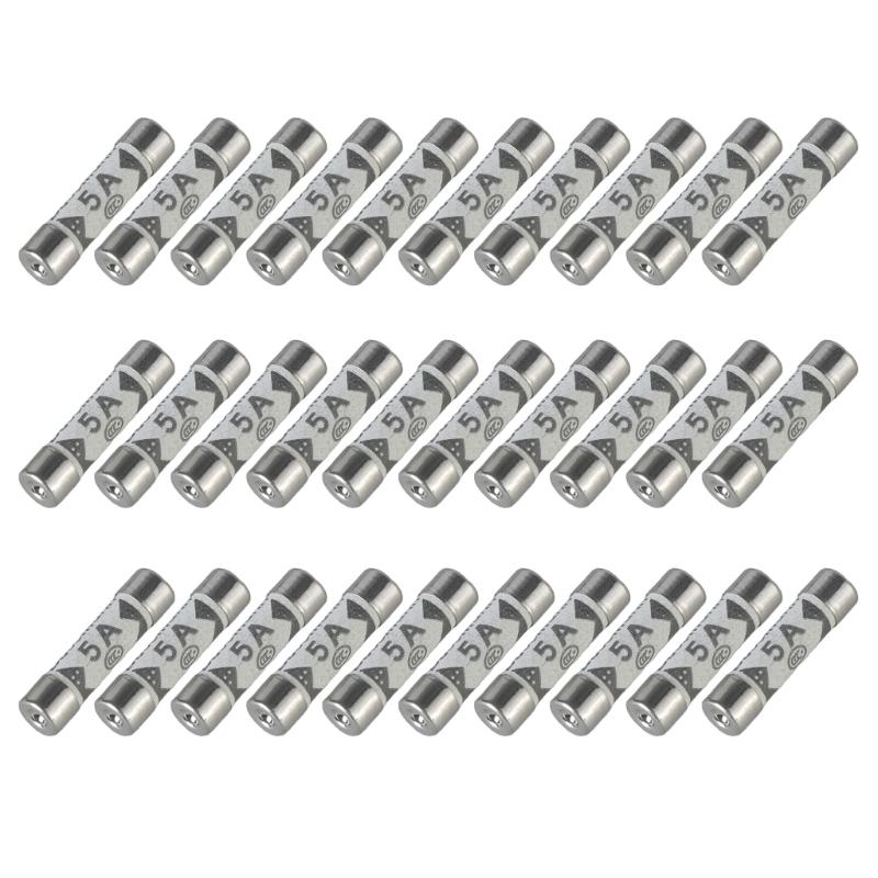 

30Pcs Vandals Resistant Ceramic Fuses 5A Electrical Fuses Replacement Fast Blow Tube Fuses 6x25mm Ensuring Reliability 1