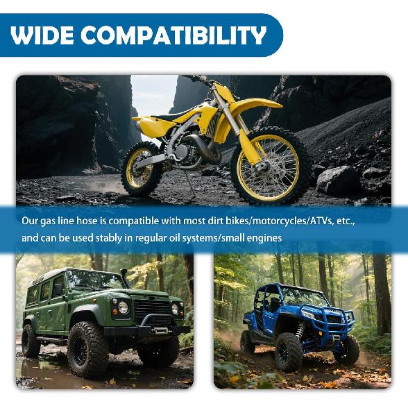 3,28 Fuß Motorrad-Kraftstoffleitungsschlauch mit Außendurchmesser 8 mm / Innendurchmesser 5 mm, PVC-Motorrad-Kraftstoffschlauch für den Transport von Öl/Flüssigkeit, Zuschneidbares Motorradzubehör Gasleitung