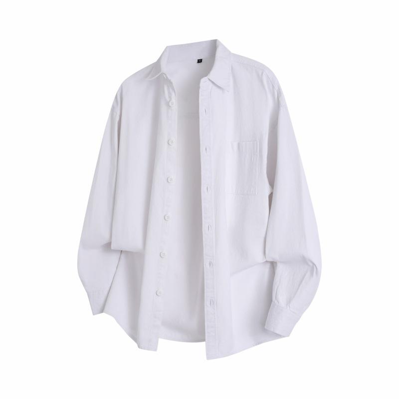 Autumn Men'S Long-Sleeved Shirt Simple Solid Color Cotton Washed Loose Shirt Thin Coat