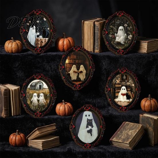 Halloween Collectible Magnets Dark Style Refrigerator Magnet, Retro Gothic Oval Photo Party Supplies Frame Decorative Magnetic Sticker for Metal
