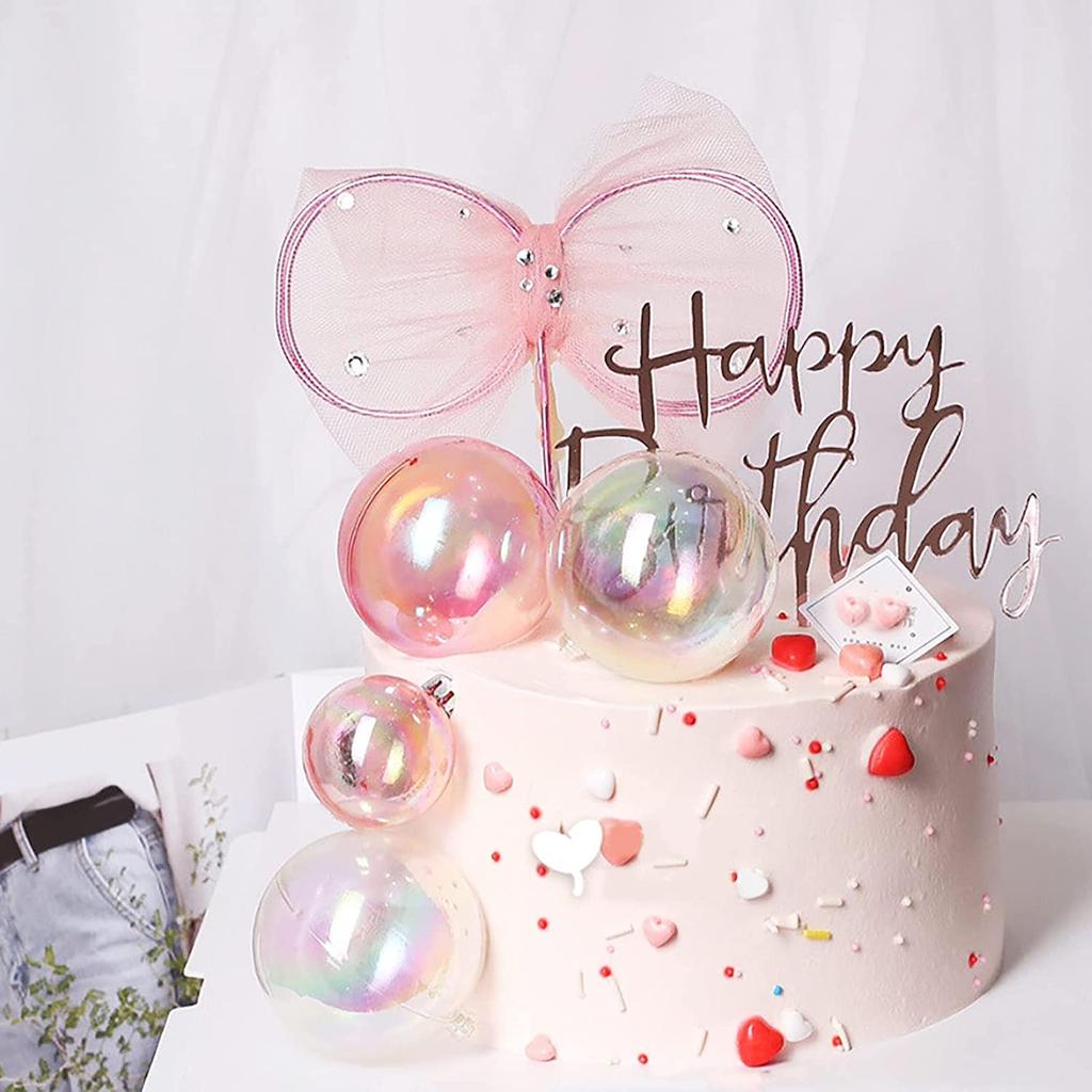 24PCS Bubble Balls Mini Balloon Cake Topper Pearl Insert Cupcake DIY Decoration for Wedding Anniversary