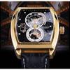 Forsing Men's Fashion Casual Square Hollow Out Mechanical Watch
