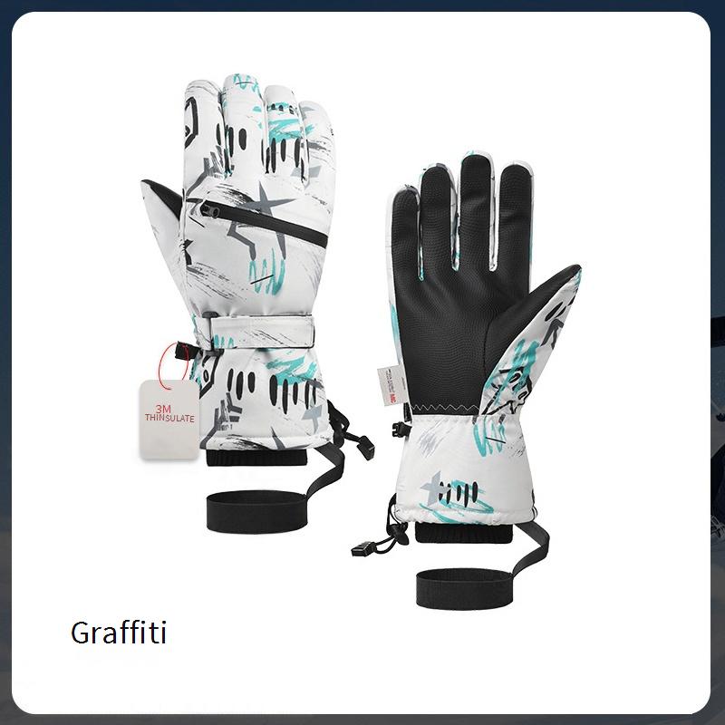 Men Women's Waterproof Winter Ski Gloves Windproof Snowboarding Gloves with Thinsulate Lining for Cold Weather Sports