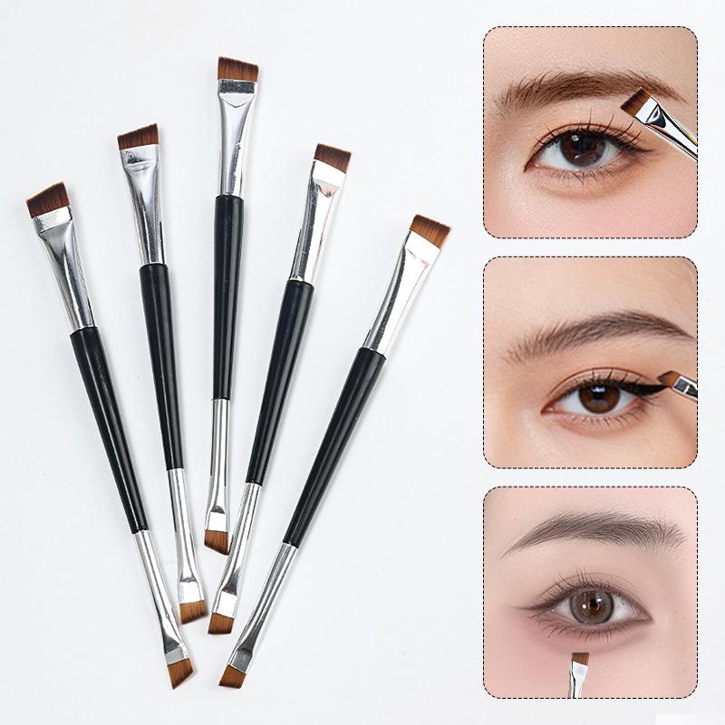 Professional Double-Headed Angled Eyeliner & Eyebrow Brush for Makeup and Beauty Applications