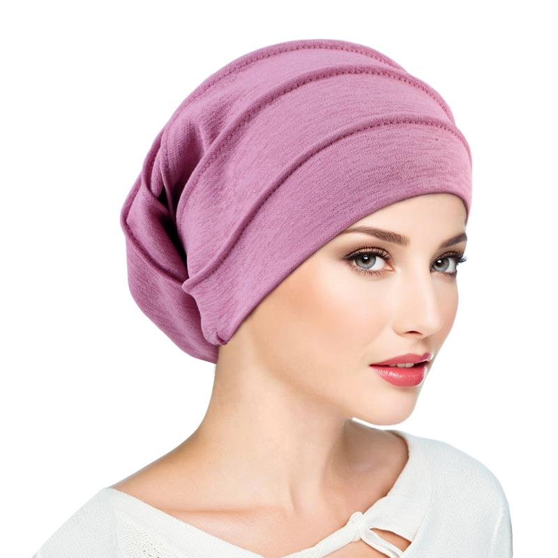 Muslim Women Stretch Sleep Chemo Hat Cotton Beanie Sleep Hijab Turban Headwear Cap Head Wrap for Cancer Hair Loss Accessories