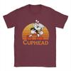 Cuphead Vintage Sunset TShirt Beach  Hip Hop T Shirts Men Cotton O Neck Oversize Tees Short Sleeve Vintage Tops