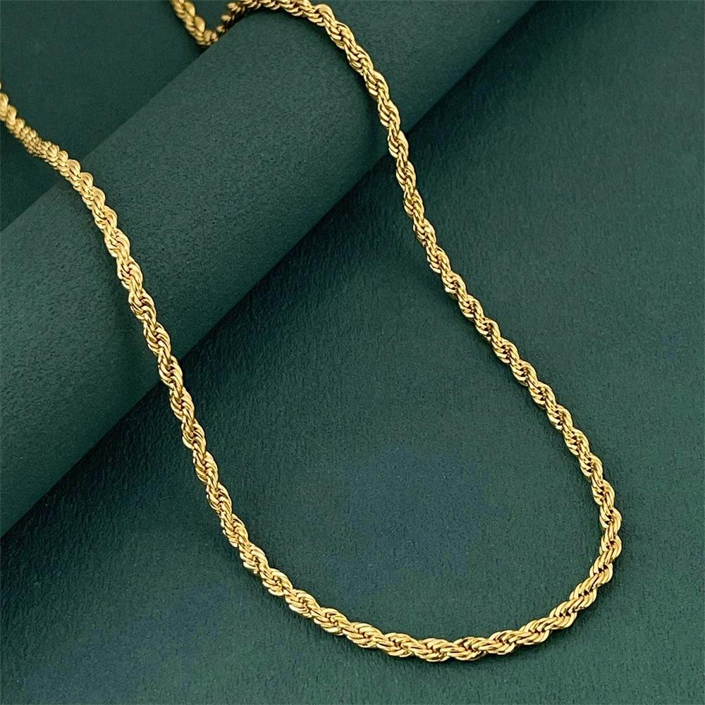 Złoto 24K AU999 50-75CM 3MM Skręcany Sznurek Naszyjnik Męski i Damski - Premium dostawa hurtowa, 3MM+50-75CM, stylowy unisex