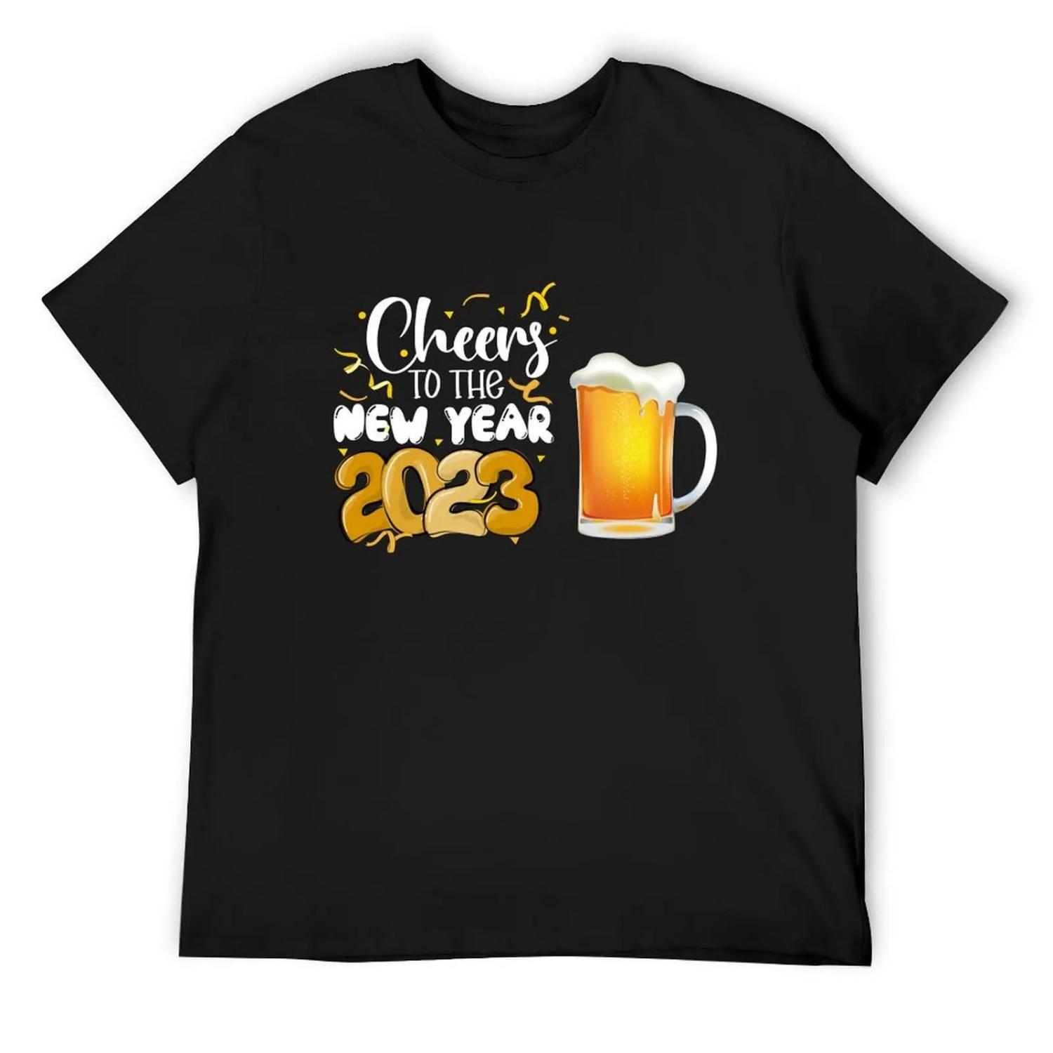 

Happy New Year with Beer Mug T-Shirt luxury designer graphic tee shirt Personalized t-shirt anime clothes t shirts for men pack XXXXXL чорний