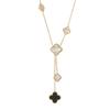 Elegant Gold-Plated Chinese-Style Four-Leaf Clover Necklace with Imitation Hetian Jade Pendant for Women