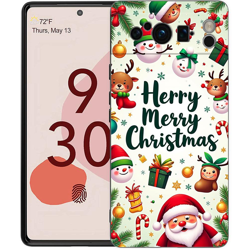 Merry Christmas Phone Case Cover for Google Pixel 9 8 7 6 7A 6A Pro Shockproof Soft TPU 9 Pro XL Shell Capas Fundas