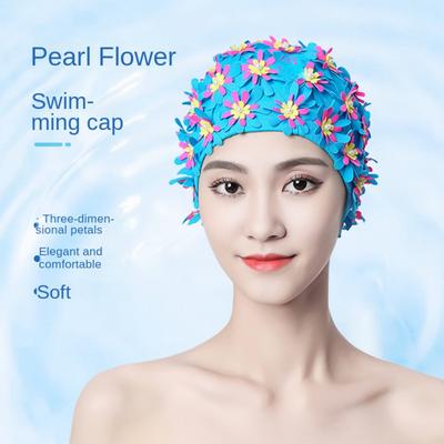 Flower Swimming Cap Long Hair Swimming Hat Diving Cap Floral Petal Swim Cap  Water Sports