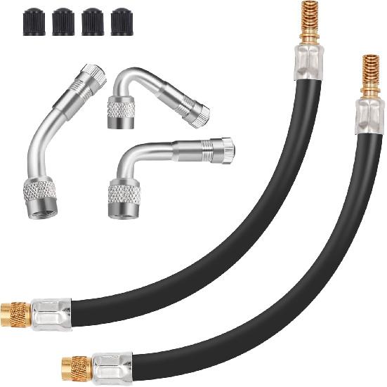 Valve Stem Extension, 2PCS 12 Inches Dually Valve Stem Extenders 6 PCS 45 90 135 Degree Brass Valve Stem Extension Adaptor For Car Truck Motorhome