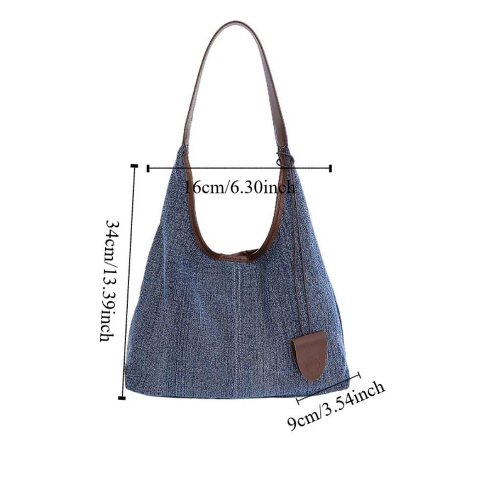 Harajuku Denim Tote Bag Korean Style Commuting Underarm Bag Leisure Canvas Shoulder Bag  Lady