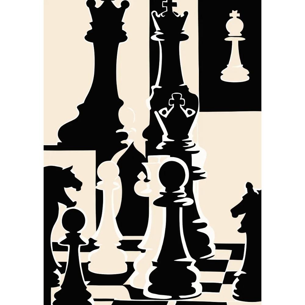 International Chess Posters Geometric Chessboard Minimalist Game Prints Canvas Painting Wall Art Pictures Home Living Room Decor