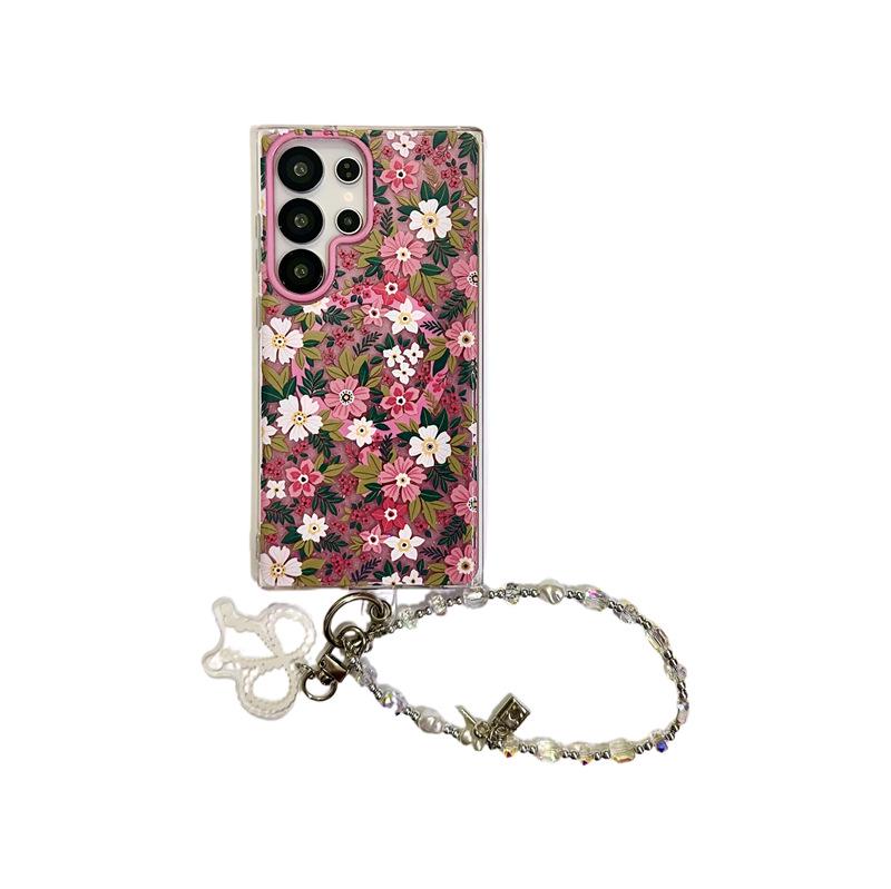 Koreanische minimalistische Glitzerblumen-Magnet-Handyhülle für Samsung S25 Ultra/S24 Plus