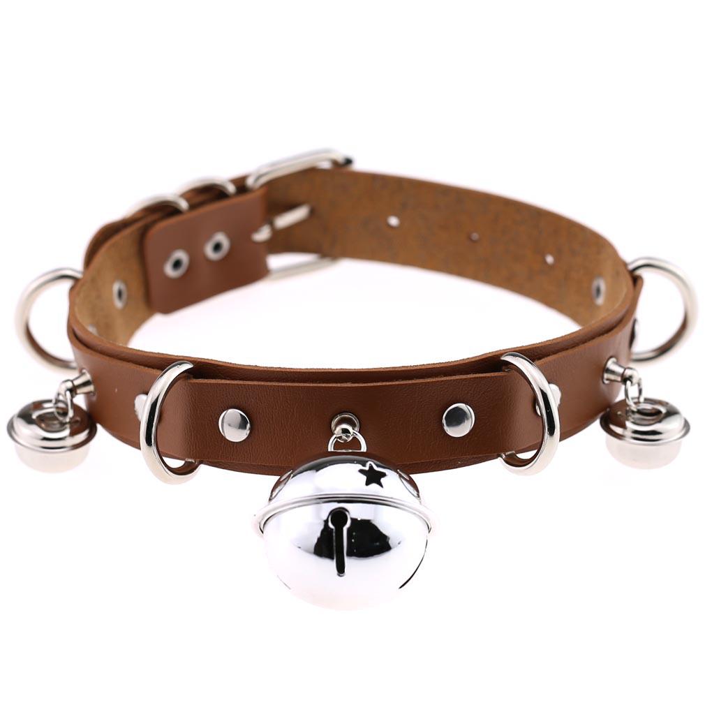 DIEZI Sexy Lignt Brown PU Leather Necklace Women Men New Harajuku Gothic Vintage Heart Chain Choker Statement Necklace Jewelry