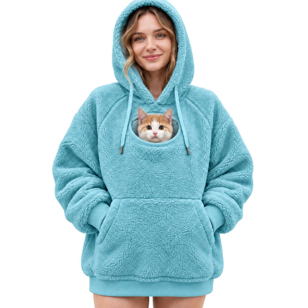 Unisex Kapuzenpullover mit Hundetasche, Sportlicher Pullover mit langen Ärmeln