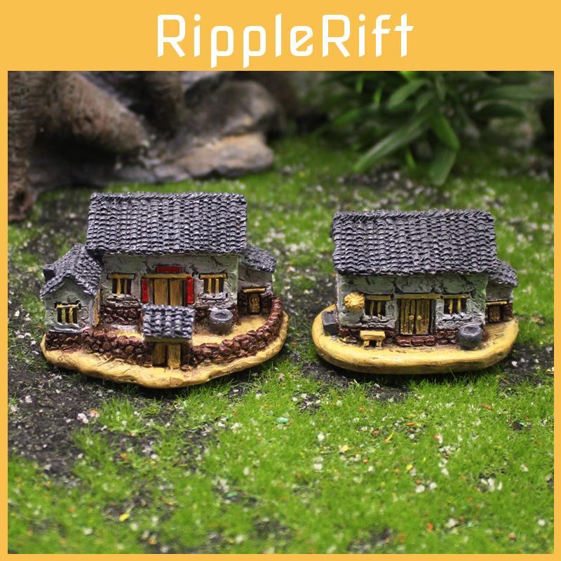 Village Resin House Miniature With Moss For Diy Landscape Art And Gifts Festive